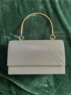 Sparkle Evening Top Handle Bag in Light Silver